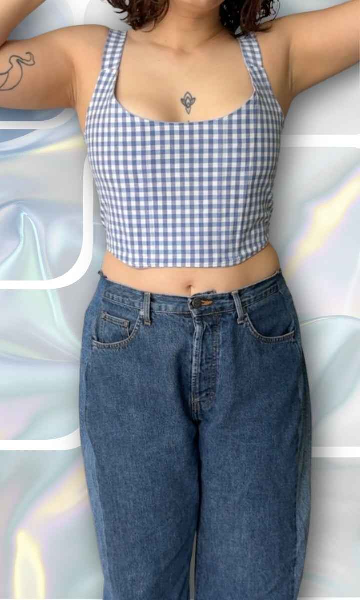 Corset vichy bleu