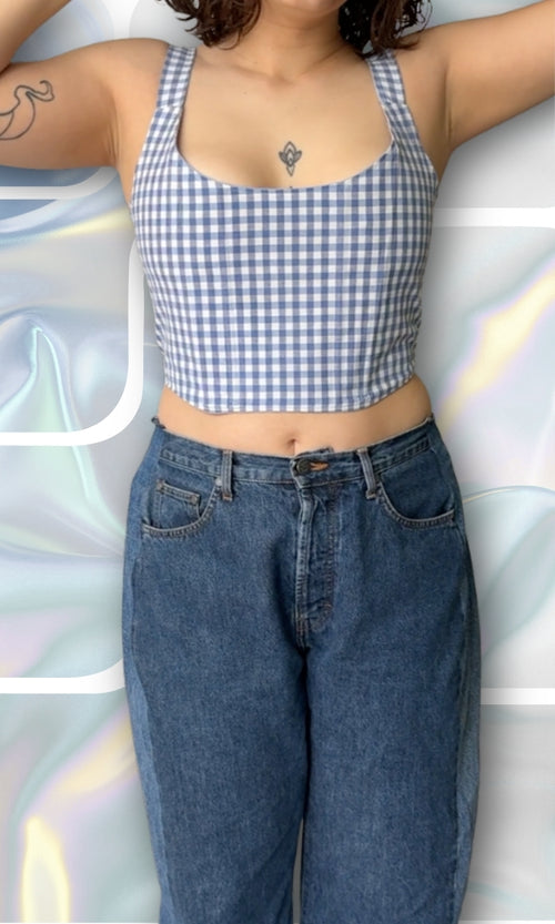 Corset vichy bleu