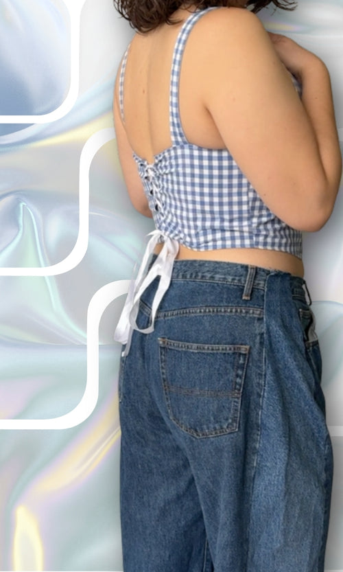 Corset vichy bleu