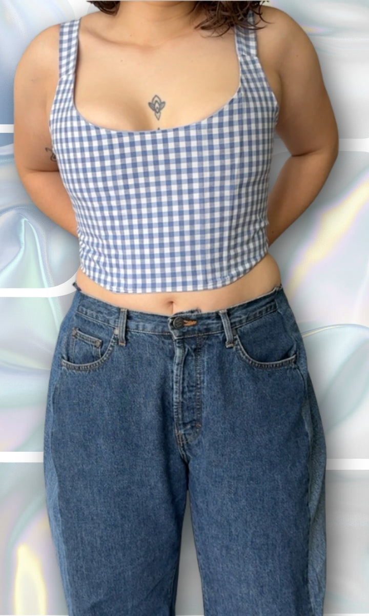 Corset vichy bleu