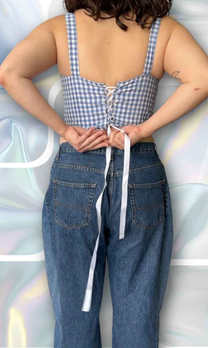 Corset vichy bleu