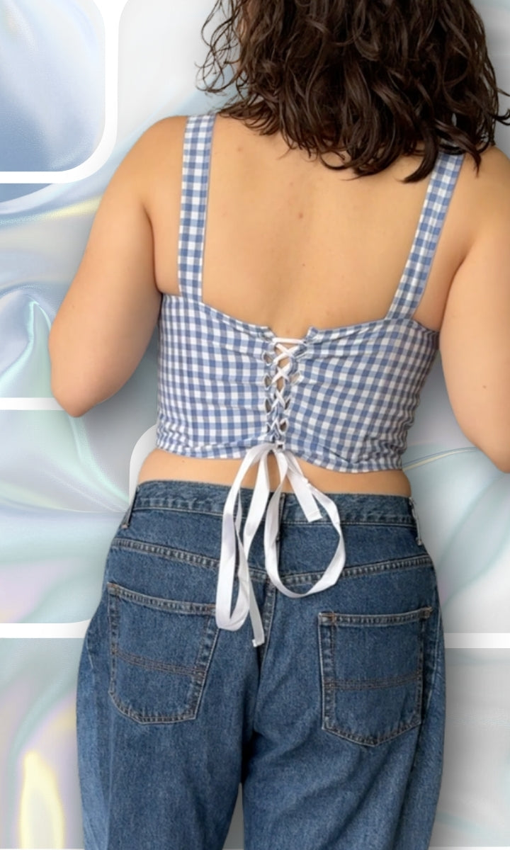 Corset vichy bleu